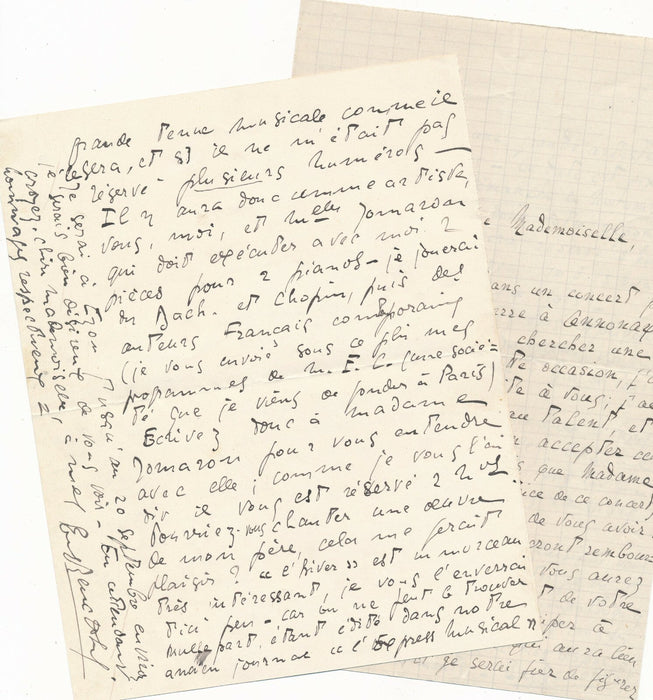 Eugène REUCHSEL organiste 2 lettres autographes signées L'Hiver Amédée Reuchsel