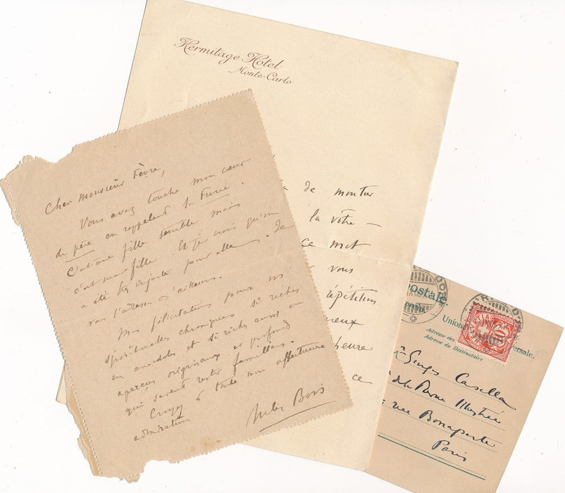 écrivain Jules BOIS 3 lettres autographes signées 2 à l'acteur Frédéric Febvre