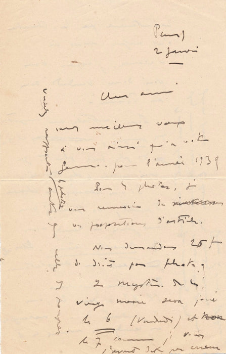 Correspondance autographe Henri Herault Jacques Lassaigne 9 lettres 1936-1939