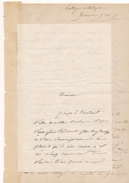 Château Étrepigney Armand de MATHEROT  3 lettres autographes signées jeunesse