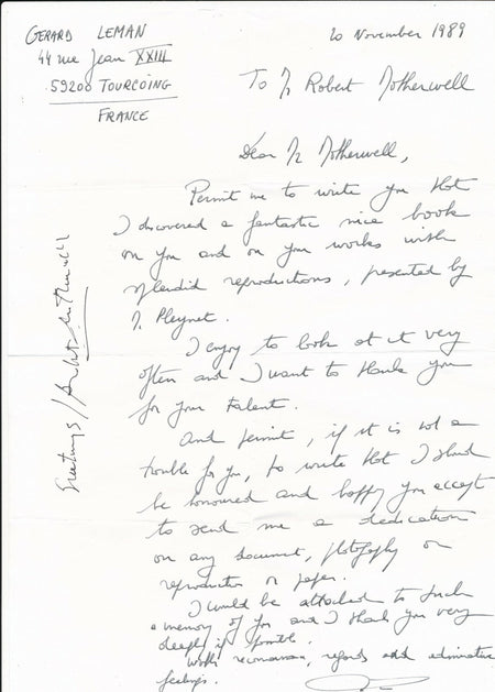 Robert MOTHERWELL (1915-1991), peintre américain signature autographe !