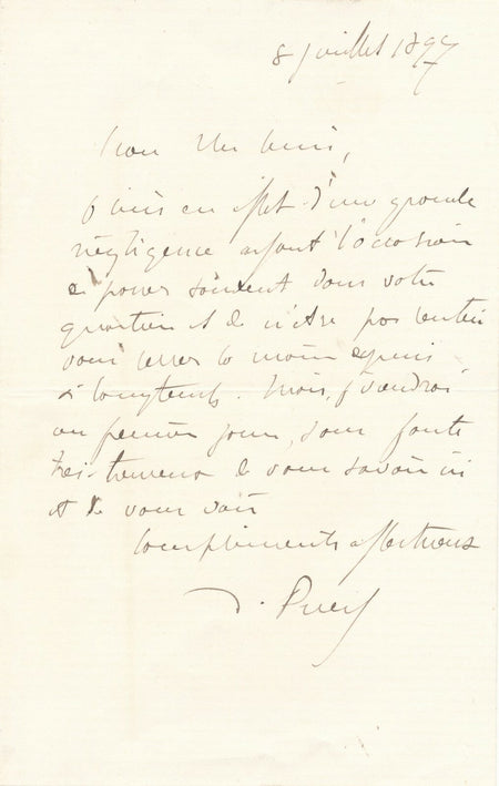 Denys PUECH sculpteur lettre autographe signée visite magasin photo Braun