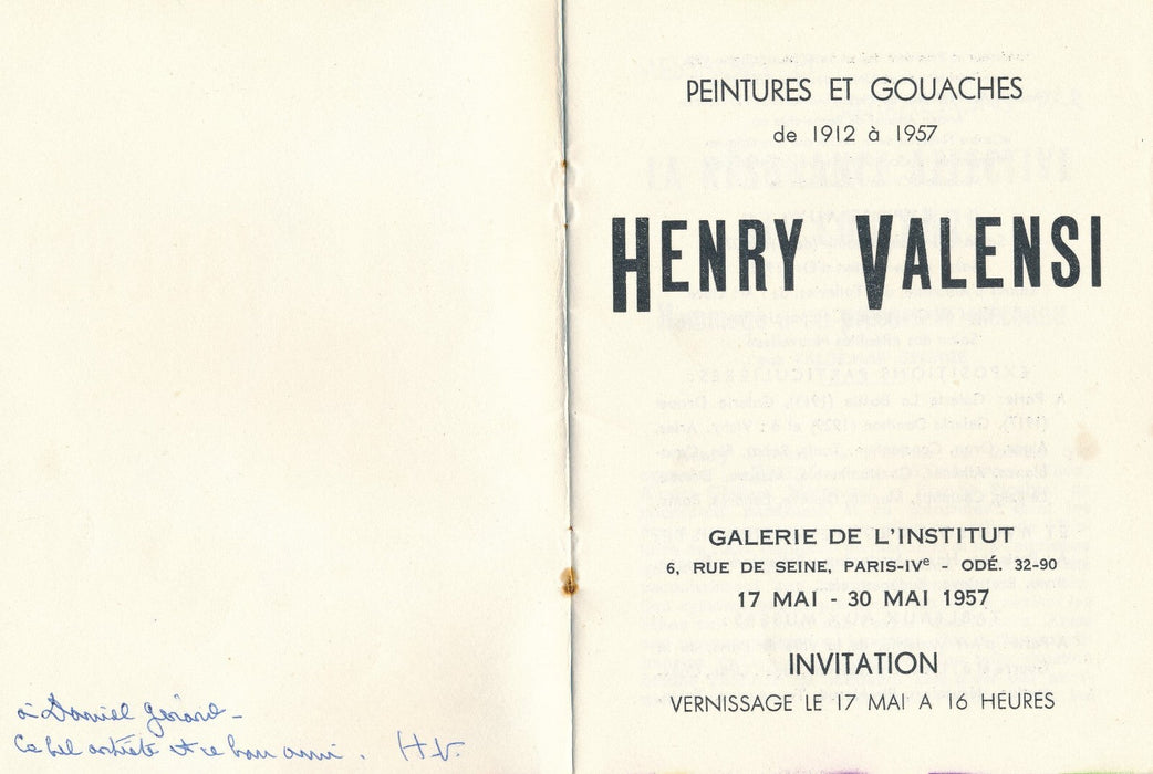 Bel ensemble Henry VALENSI 2 lettres autographes et 2 catalogues Prix Valensi