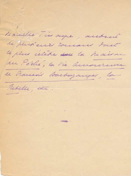 M. Tinayre Manuscrit autographe signé hommage livre ET carte autographe signée