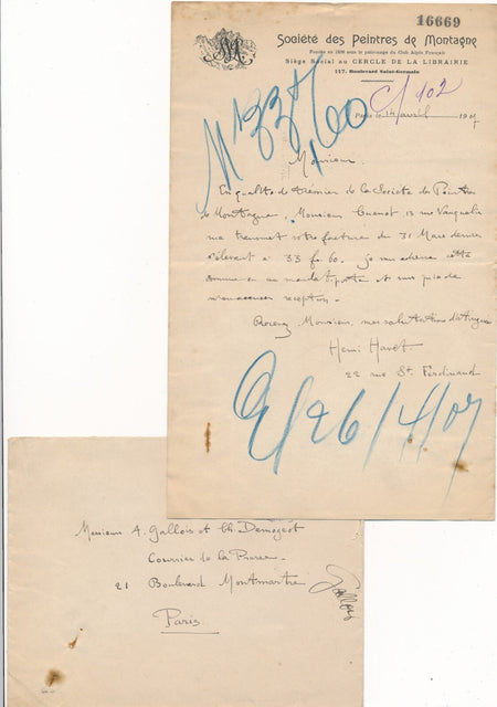 Henri HAVET lettre autographe signée peintre montage en-tête
