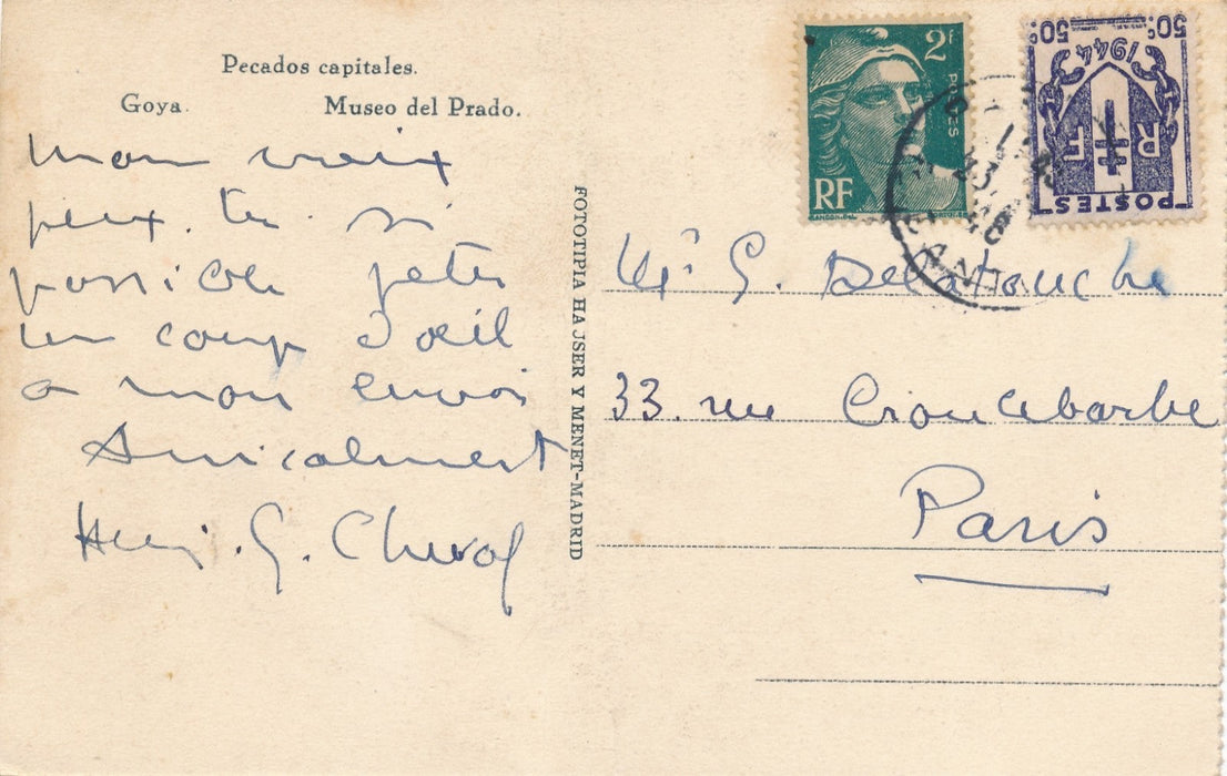 Henri Georges cheval 2 cartes postales autographes signées accrochage salon