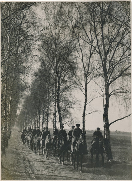 Cavaliers militaire URSS Silésie argentique photo vintage vers 1945 guerre