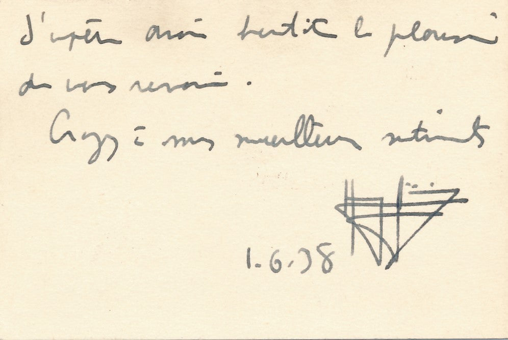 art politique Henry Goüin Fondation Royaumont carte autographe signée