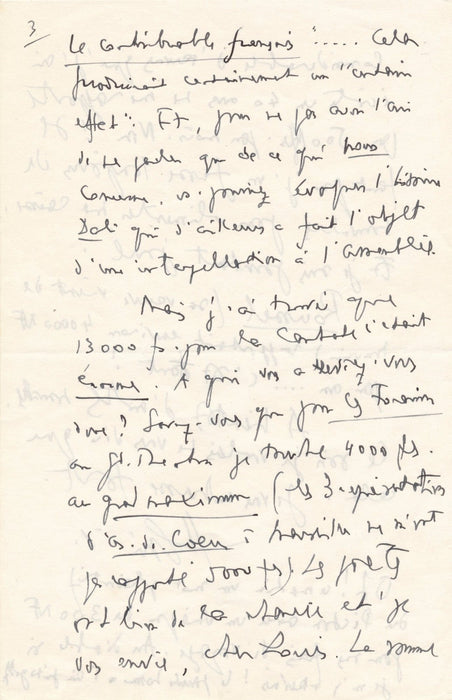 compositeur Henri Sauguet lettre autographe signée 1962 Louis Emié droits auteur