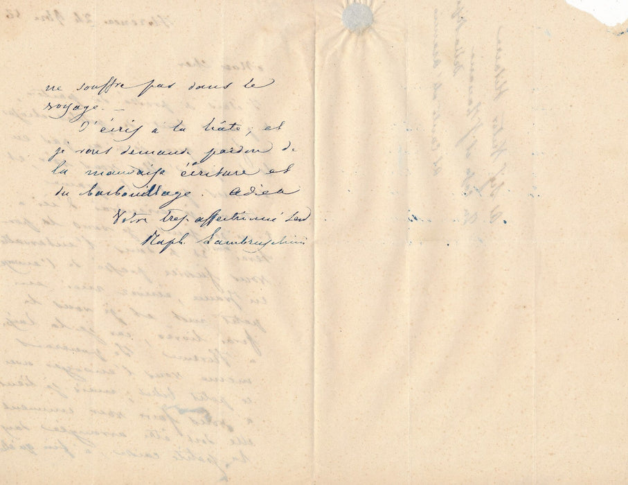 Raffaello LAMBRUSCHINI envoie une graine agronome lettre autographe signée