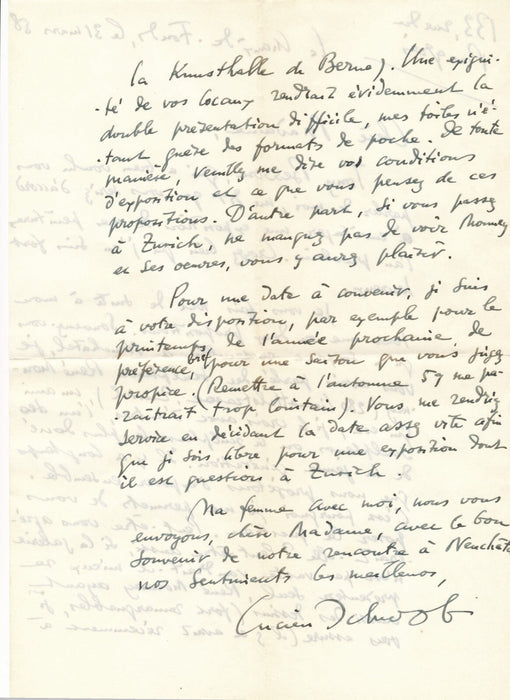 Lucien SCHWOB 2 lettres autographes signées ami René Monney exposition