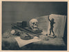 photo Nature morte crâne vanité violon photographie argentique époque v. 1940