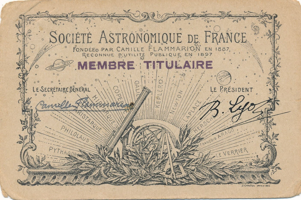 Gabrielle FLAMMARION captivante science du ciel CP autographe signée et carte