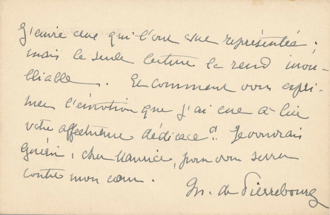 écrivain Claude FERVAL serre contre son coeur M. Rostand autographe signée