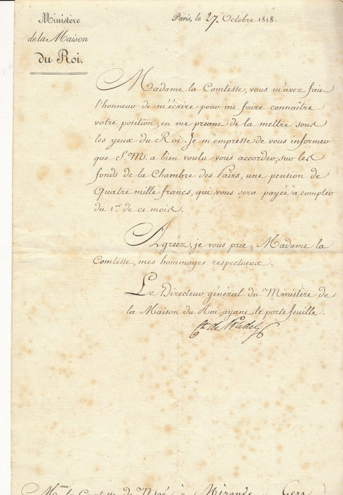 de CHARDEBOEUF comte de Pradel 2 lettres baron Monnier comtesse Noé 