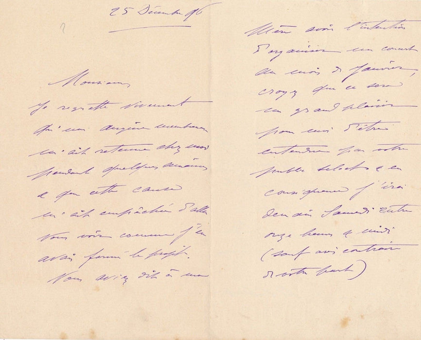 Musique pianiste Mme PREINSLER DA SILVA Lettre autographe signée 