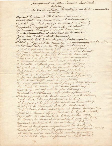 Étienne Lamothe Langon manuscrit autographe Juvénale polémique vote loi royauté