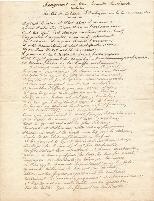 Étienne Lamothe Langon manuscrit autographe Juvénale polémique vote loi royauté