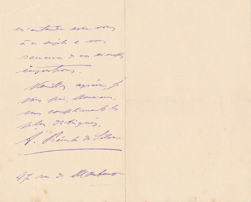 Musique pianiste Mme PREINSLER DA SILVA Lettre autographe signée 