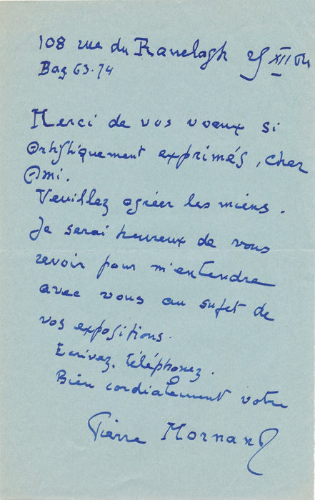 3 lettres autographes signées Pierre MORNAND critique d'art Daniel Girard