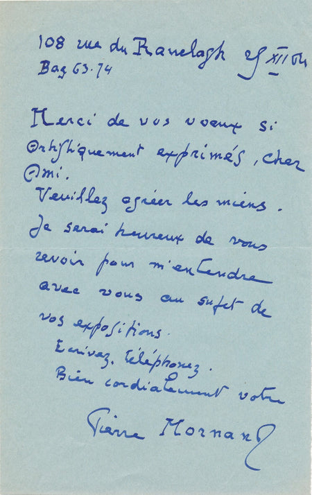 3 lettres autographes signées Pierre MORNAND critique d'art Daniel Girard