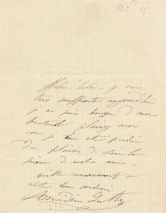 Amédine LUTHER comédienne lettre autographe signée à Jules de Prémaray