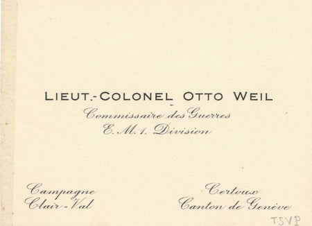 Lt colonel Otto WEIL décédé en 1963 carte autographe amusant Suisse