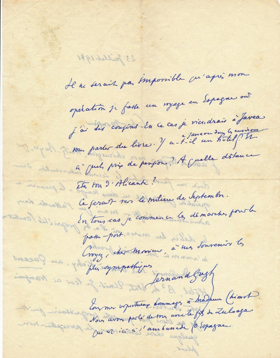 Fernand GREGH 6 lettres autographes signées à Edouard CHIMOT éditions Devambez