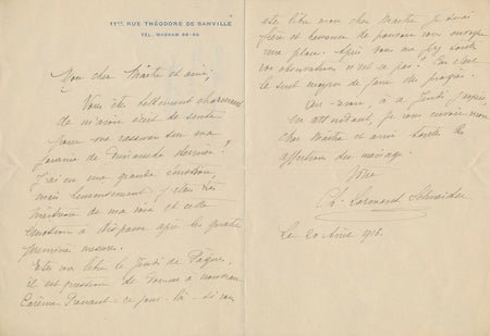 Charlotte LORMONT opéra chanteuse 2 lettres autographe signée peur élève Febvre