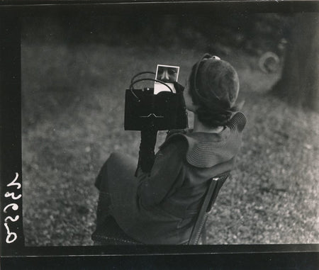 Photographie poudrier portrait miroir tirage de lecture contact années 40 photo
