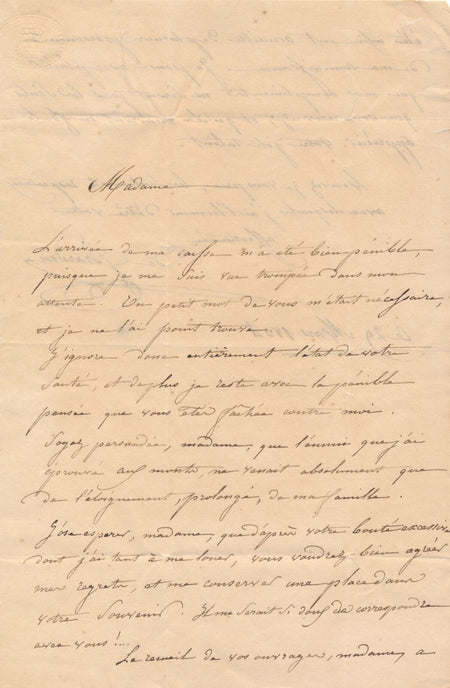 2 lettres autographes signées à Anne Marie de HAUTEFEUILLE Elisa de Girardin