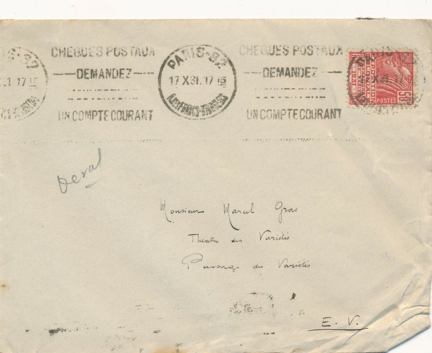 Jacques DEVAL lettre autographe signée critique sur Marie Galante 