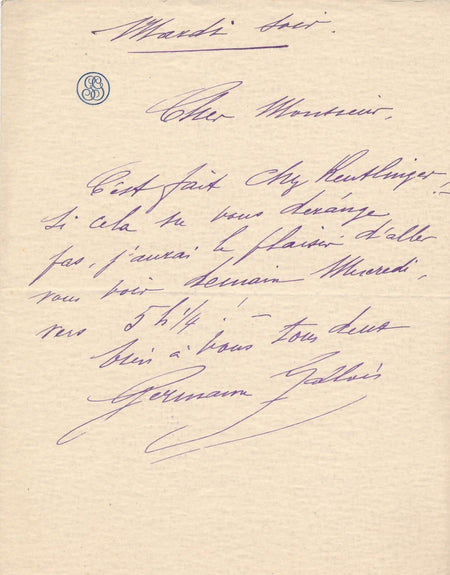 Germaine GALLOIS 2 lettres autographe signées chanson chanteuse Reutlinger