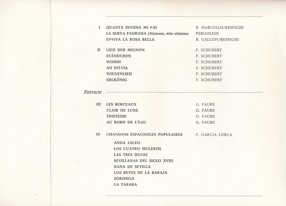 Victoria de los ÁNGELES cantatrice soprano livret programme signé 1976