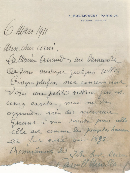 Camille CHEVILLARD compositeur chef orchestre 9 lettres autographes signées lot