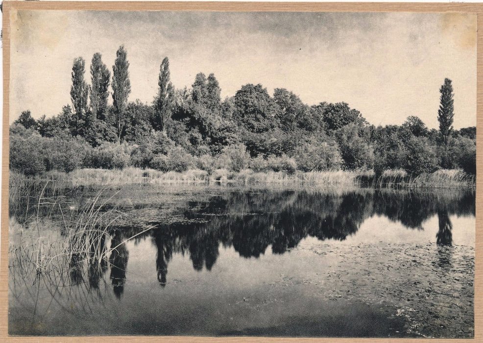 Photo Paysage au lac tirage au charbon v. 1920-1930