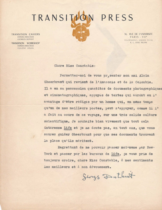 Art lettre Georges Georges Duthuit Gheerbrant Amazonie Orénoque Amazone