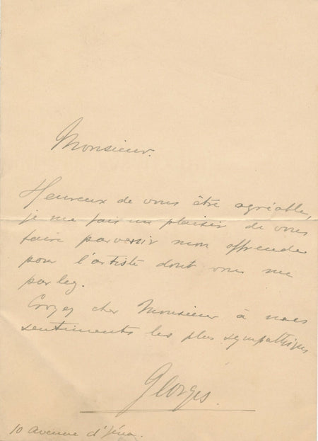 GEORGES IER DE GRÈCE lettre autographe signée à l'acteur Frederic Febvre aide