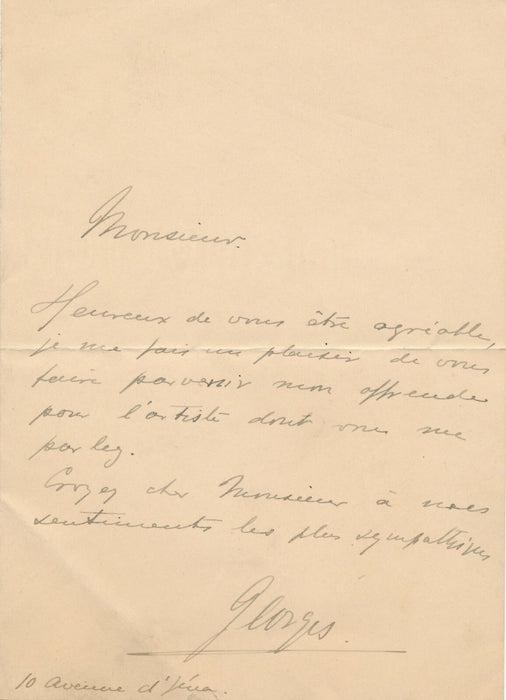 GEORGES IER DE GRÈCE lettre autographe signée à l'acteur Frederic Febvre aide