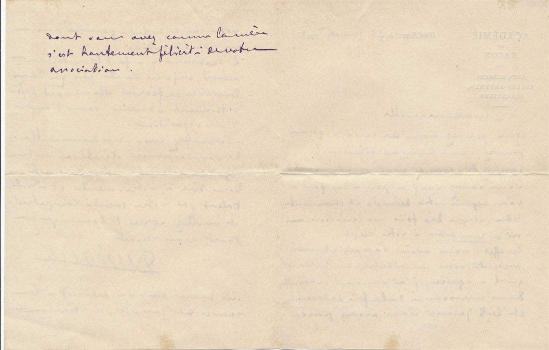 Armand Duréault Mâcon Académie Correspondance 4 lettres femme féminisme Blanchet