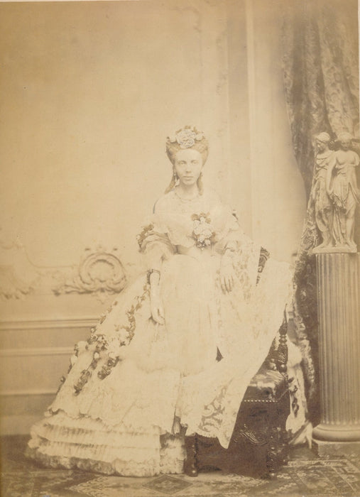Adolphe DALLEMAGNE Portrait femme robe albumine photo photographie