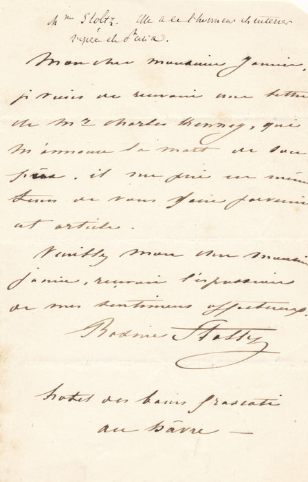 2 lettres autographes signées Rosine STOLTZ part chercher du repos