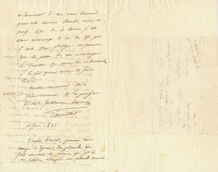 Claude POUILLET 1790-1868 physicien épreuves relecture lettre autographe signée