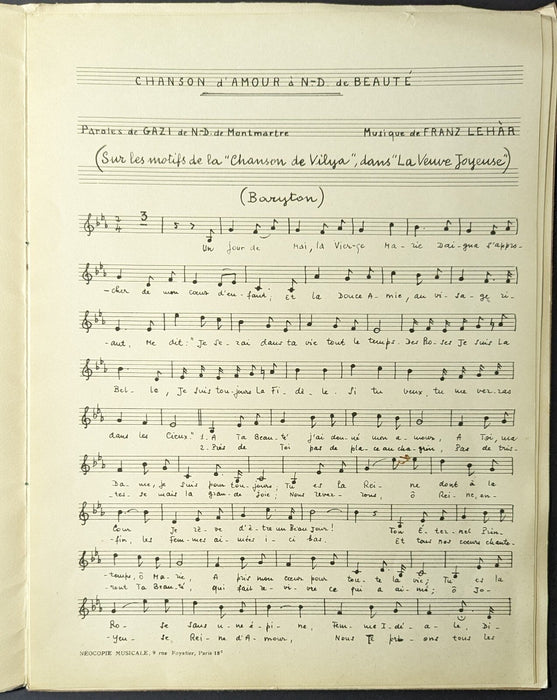 Montmartre GAZI LE TATAR partition couverture autographe et dédicace Notre-Dame