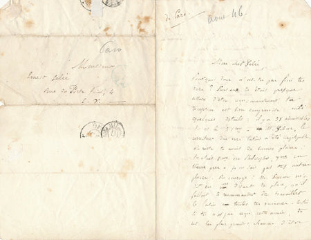 Elme-Maire CARO lettre autographe signée à Eustache-Ernest GELÉE  études latin