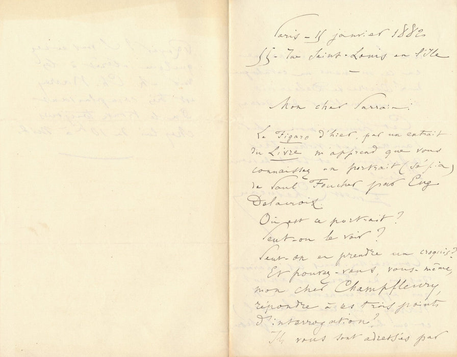 Ernest CHESNEAU 9 lettres autographes à CHAMPFLEURY Leech Delacroix Régnier