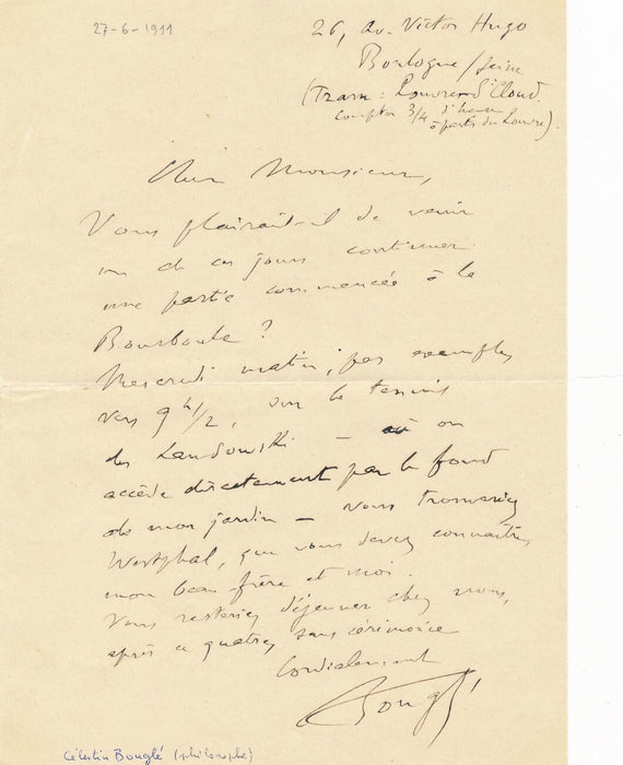 Célestin BOUGLÉ philosophe sociologue lettre autographe signée 1911
