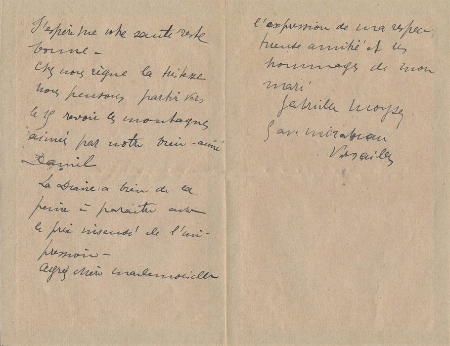 Gabrielle MOYSE poétesse Judaica lettre autographe signée poésie