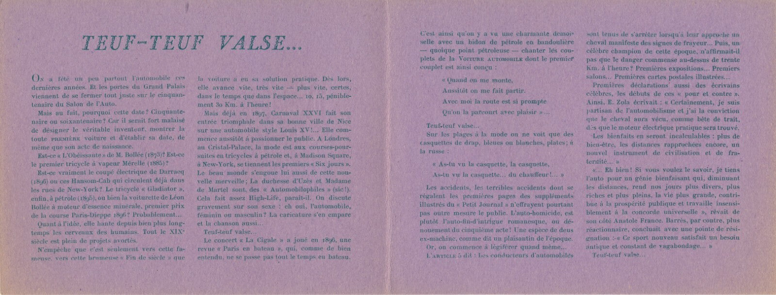 Teuf Teuf Valse Carton de l'exposition Galerie Arc-en-Ciel 1948 Anatole Jakovsky