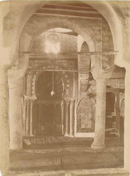 Tunisie Kairouan mosquée Sidi Okba v. 1880 photo photographie albumine intérieur